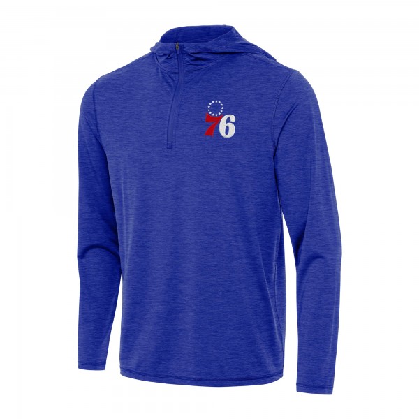 Philadelphia 76ers Antigua Heather Royal Tidy Quarter-Zip Hoodie