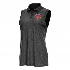 New York Knicks Antigua Womens Recap Sleeveless Polo - Heather Black