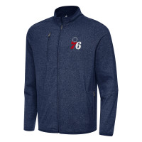 Куртка Philadelphia 76ers Antigua Heather Navy Hold-Up Full-Zip Tri-Blend