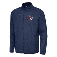 Philadelphia 76ers Antigua Heather Navy Hold-Up Full-Zip Tri-Blend Jacket