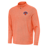 Свитшот New York Knicks Antigua Heather Orange Subtle Quarter-Zip