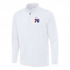 Philadelphia 76ers Antigua White Reprocess Quarter-Zip Top