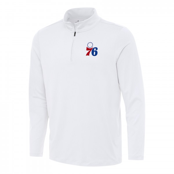 Philadelphia 76ers Antigua White Reprocess Quarter-Zip Top