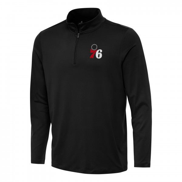 Philadelphia 76ers Antigua Black Reprocess Quarter-Zip Top