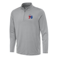 Philadelphia 76ers Antigua Gray Reprocess Quarter-Zip Top