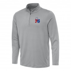 Philadelphia 76ers Antigua Gray Reprocess Quarter-Zip Top