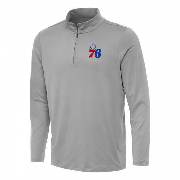 Philadelphia 76ers Antigua Gray Reprocess Quarter-Zip Top