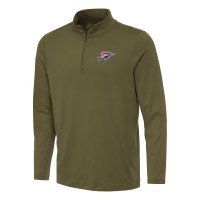 Oklahoma City Thunder Antigua Olive Reprocess Quarter-Zip Top