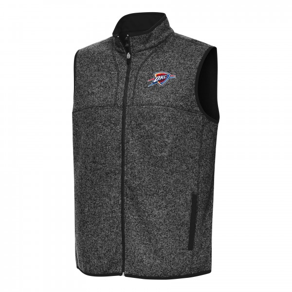 Oklahoma City Thunder Antigua Heather Black Fortune Full-Zip Vest