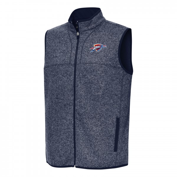 Oklahoma City Thunder Antigua Heather Navy Fortune Full-Zip Vest