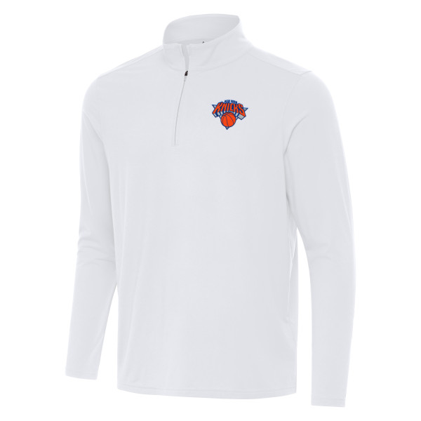 New York Knicks Antigua White Intent Quarter-Zip Top