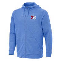 Philadelphia 76ers Antigua Heather Royal Effortless Full-Zip Hoodie Jacket