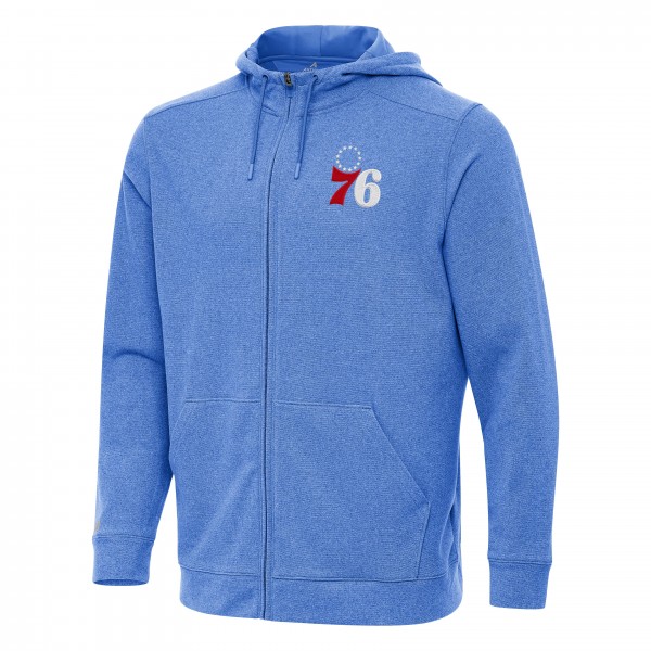 Philadelphia 76ers Antigua Heather Royal Effortless Full-Zip Hoodie Jacket