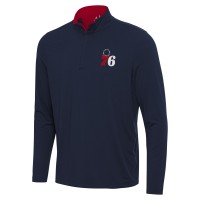 Philadelphia 76ers Antigua Navy/Red Content Quarter-Zip Top