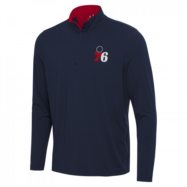 Philadelphia 76ers Antigua Navy/Red Content Quarter-Zip Top