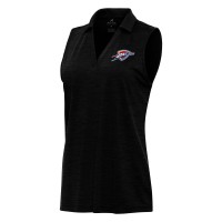 Поло WoOklahoma City Thunder Antigua Heather Black Layout Sleeveless V-Neck