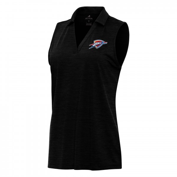 Поло WoOklahoma City Thunder Antigua Heather Black Layout Sleeveless V-Neck