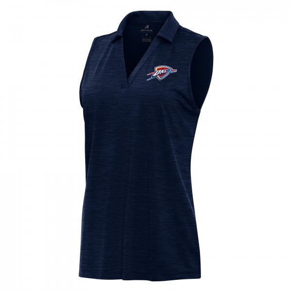 Поло WoOklahoma City Thunder Antigua Heather Navy Layout Sleeveless V-Neck