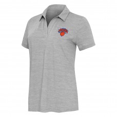New York Knicks Antigua Womens Layout V-Neck Polo - Heather Gray