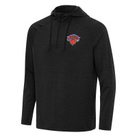 Толстовка New York Knicks Antigua Heather Black Spikes Raglan Quarter-Zip