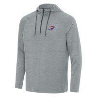 Толстовка на короткой молнии Oklahoma City Thunder Antigua Heather Gray Spikes Raglan