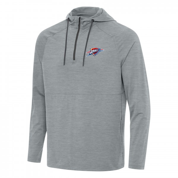 Толстовка на короткой молнии Oklahoma City Thunder Antigua Heather Gray Spikes Raglan