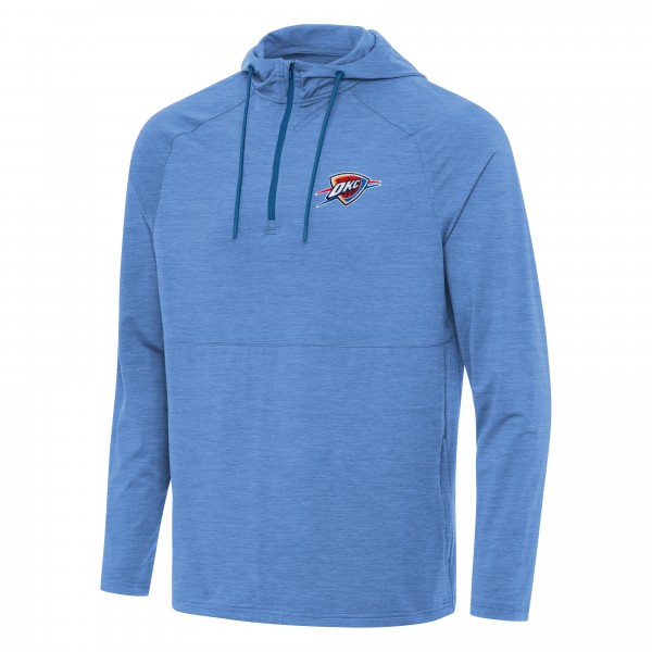 Толстовка на короткой молнии Oklahoma City Thunder Antigua Heather Powder Blue Spikes Raglan