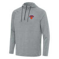 Толстовка New York Knicks Antigua Heather Gray Spikes Raglan Quarter-Zip
