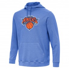 New York Knicks Antigua Heather Blue Cloud Pullover Hoodie