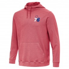 Philadelphia 76ers Antigua Heather Red Cloud Pullover Hoodie