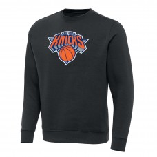 New York Knicks Antigua Charcoal Victory Crewneck Pullover Sweatshirt