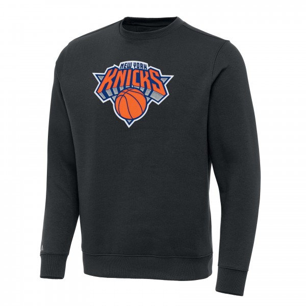 New York Knicks Antigua Charcoal Victory Crewneck Pullover Sweatshirt