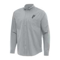 San Antonio Spurs Antigua Gray Flight Woven Tri-Blend Long Sleeve Button-Down Shirt