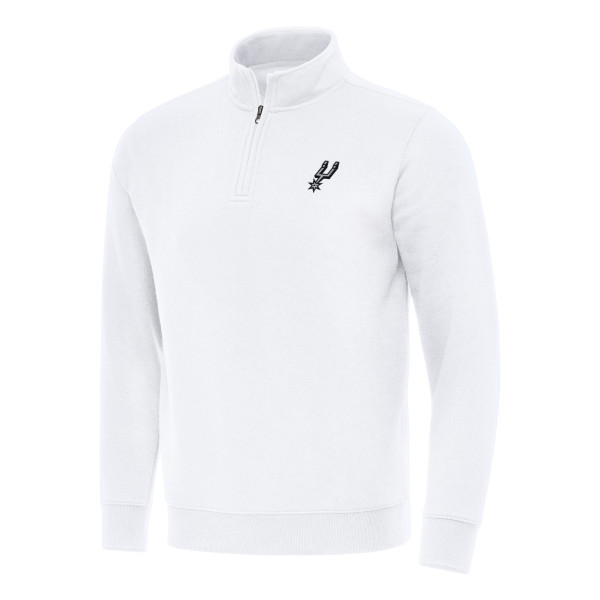 Свитшот San Antonio Spurs Antigua White Victory Quarter-Zip Mock