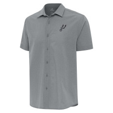 San Antonio Spurs Antigua Gray Activate Woven Short Sleeve Button-Up Shirt