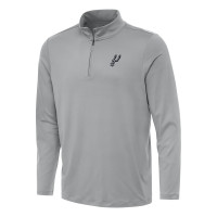 San Antonio Spurs Antigua Gray Reprocess Quarter-Zip Top