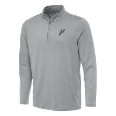 San Antonio Spurs Antigua Gray Reprocess Quarter-Zip Top