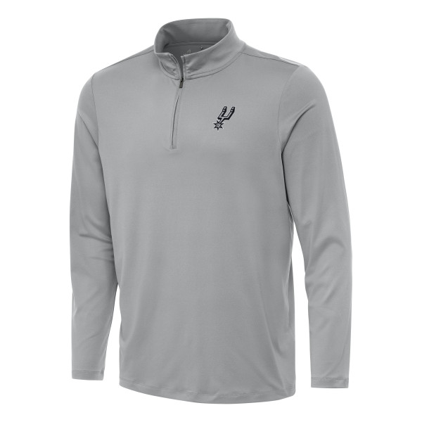 San Antonio Spurs Antigua Gray Reprocess Quarter-Zip Top