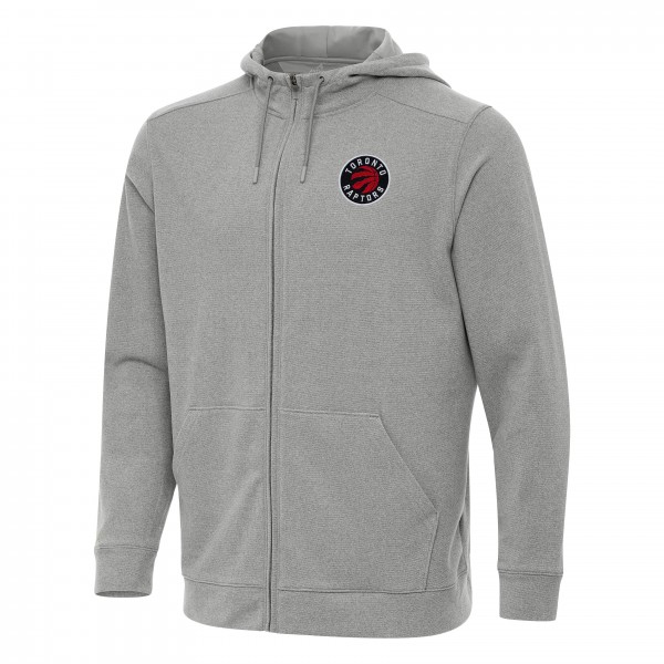 Toronto Raptors Antigua Heather Gray Effortless Full-Zip Hoodie Jacket
