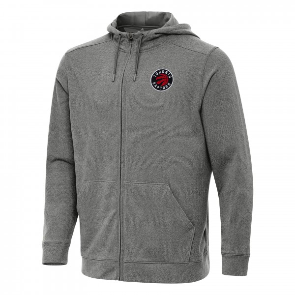 Toronto Raptors Antigua Heather Charcoal Effortless Full-Zip Hoodie Jacket