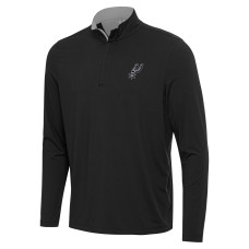 San Antonio Spurs Antigua Black/Gray Content Quarter-Zip Top