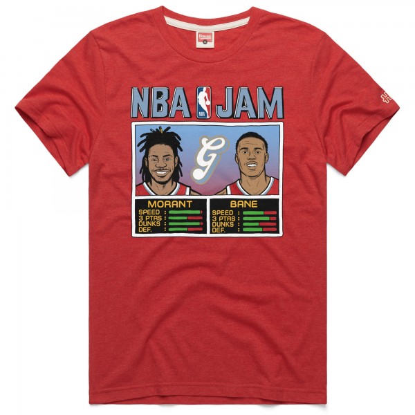 Футболка Desmond Bane & Ja Morant Memphis Grizzlies Homage Unisex 2024/25 City Edition NBA Jam Tri-Blend - Red
