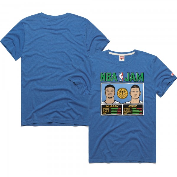 Футболка Jamal Murray & Nikola Jokic Denver Nuggets Homage Unisex 2024/25 City Edition NBA Jam Tri-Blend - Blue