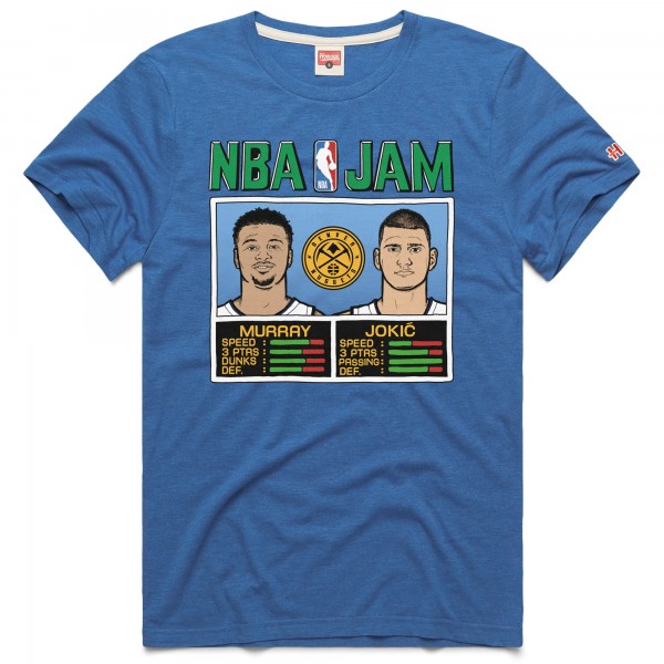 Футболка Jamal Murray & Nikola Jokic Denver Nuggets Homage Unisex 2024/25 City Edition NBA Jam Tri-Blend - Blue