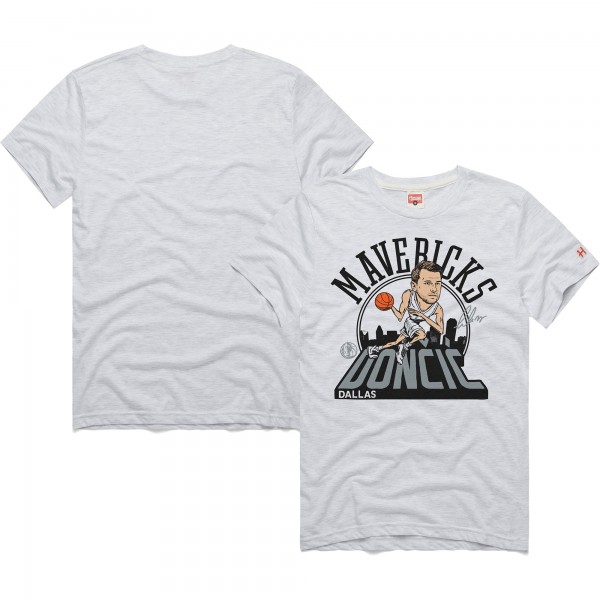 Футболка Luka Dončić Dallas Mavericks Homage Unisex 2024/25 City Edition Caricature Tri-Blend - Ash