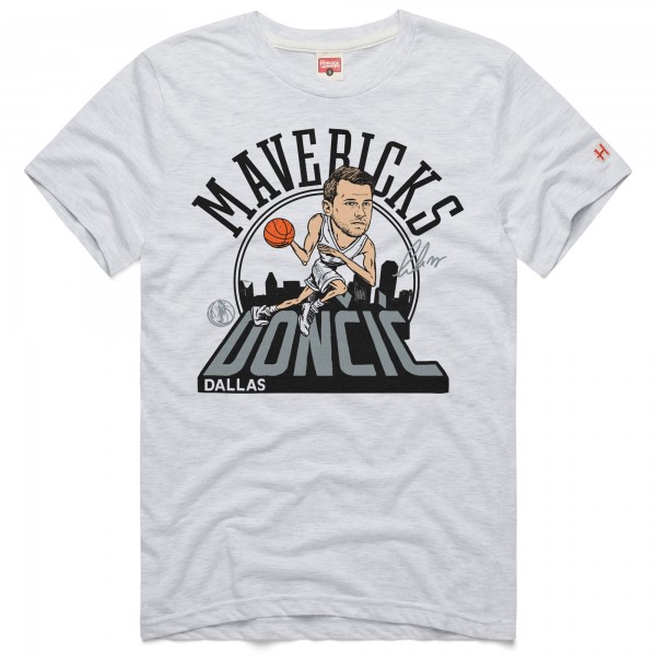Футболка Luka Dončić Dallas Mavericks Homage Unisex 2024/25 City Edition Caricature Tri-Blend - Ash