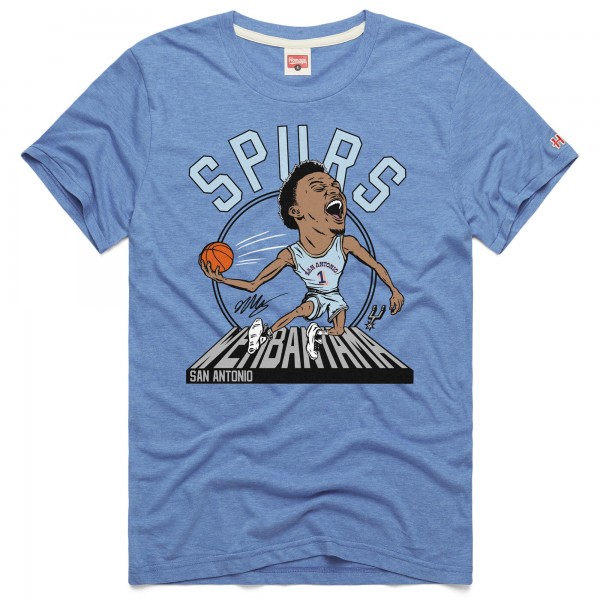 Футболка Victor Wembanyama San Antonio Spurs Homage Unisex 2024/25 City Edition Caricature Tri-Blend - Light Blue