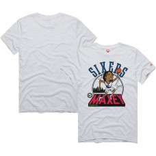 Футболка Tyrese Maxey Philadelphia 76ers Homage Unisex 2024/25 City Edition Caricature Tri-Blend - Ash