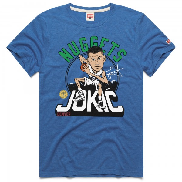 Футболка Nikola Jokic Denver Nuggets Homage Unisex 2024/25 City Edition Caricature Tri-Blend - Blue