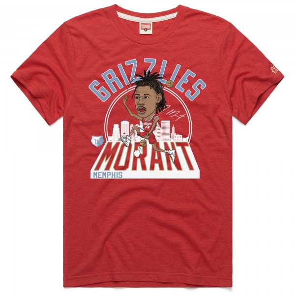 Футболка Ja Morant Memphis Grizzlies Homage Unisex 2024/25 City Edition Caricature Tri-Blend - Red